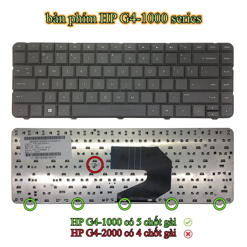 (KEYBOARD) BÀN PHÍM LAPTOP HP G4 / CQ43 dùng cho Pavilion G4 G6, G4-1000, G6-1000, HP 1000, HP 2000