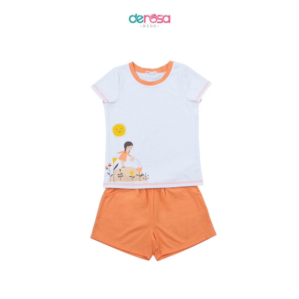 Bộ quần áo cho bé DEROSA KIDS đồ bộ bé gái cộc tay  | 2 - 6 tuổi | ASKD536B