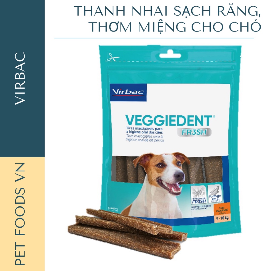 Thanh nhai sạch răng, thơm miệng cho chó VIRBAC Veggiedent Fresh túi 15 thanh