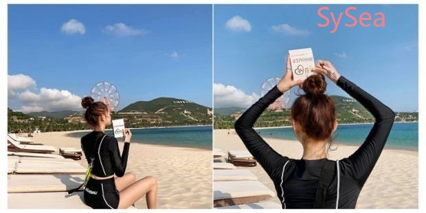 Bộ Đồ Bơi Hai Mảnh Tay Dài Lưng Cao Chống Nắng Thời Trang Cho Nữ
