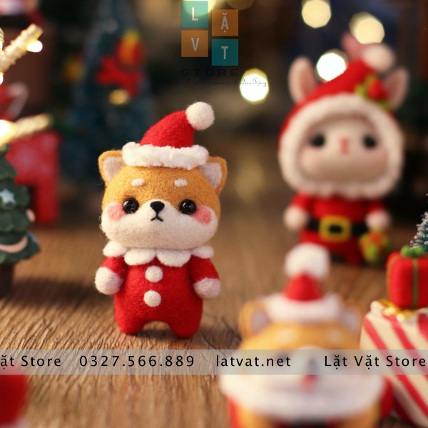 [NOEL] Bộ len chọc làm quà Giáng Sinh đơn giản - Có hướng dẫn và video - Needle felting Christmas Gift