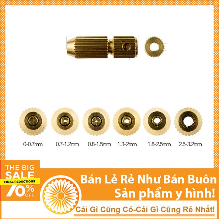 Đầu Kẹp Mũi Khoan 2325 1.5-2.5mm Trục Ø2.3mm (Tặng Lục lăng)