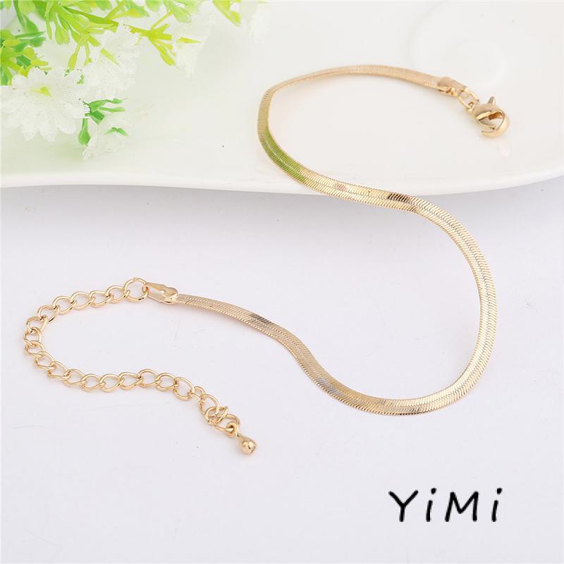 【Yimi.Vn】 Lắc Chân Dây Xích Kim Loại Mảnh Họa Tiết Xương Rắn Cao Cấp