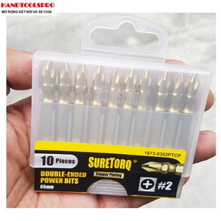 Mũi siết vít 2 đầu bake SURETORQ 1673-0302PTCP PH2x65mm (Vàng)