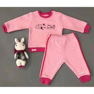 Bộ nỉ xốp trần bông momma baby sọc hồng