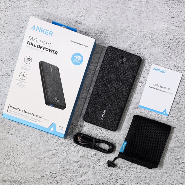 Sạc dự phòng  Anker PowerCore Slim 200000mAh 20W Type C/2 cổng USB 2 cổng Type C - Chính hãng BH 12 tháng