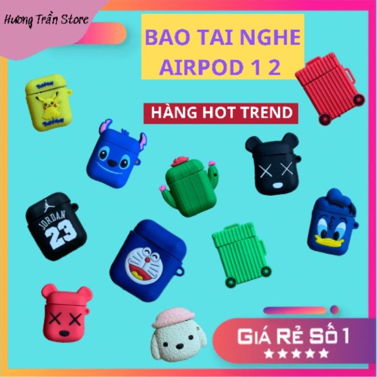 Vỏ Bao Airpod 1 - Airpod 2 silicon dầy   Mẫu Hót trend -  Đựng tai nghe không dây i11 i12 i18 ...TẶNG KÈM MÓC