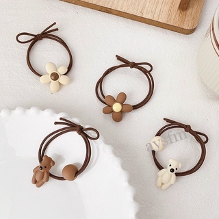 Cột tóc gấu hoa màu trà sữa hot trend dễ thương Hàn Quốc Tatitava