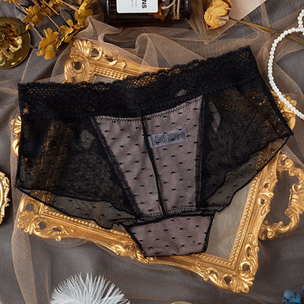 Quần Lót Lọt Khe Eo Thấp Vải Cotton Phối Ren Họa Tiết Chấm Bi Thời Trang Hàn Quốc Quyến Rũ Cho Nữ