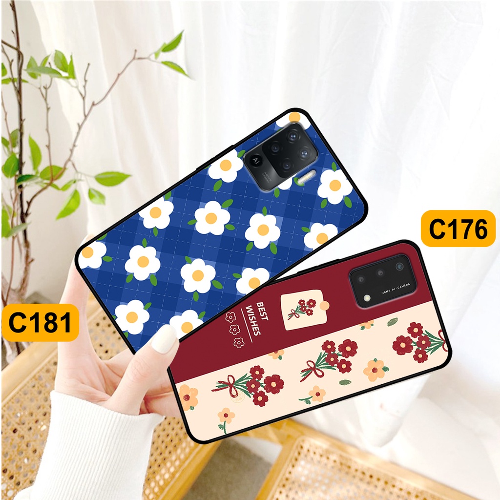 Ốp Oppo A74 / A94 / A95 in hình hoa cỏ nhẹ nhàng,họa tiết caro xinh xắn.ốp lưng chống sốc