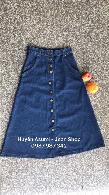 [Ảnh tự chụp] Chân váy jean dài xoè cài nút: 2 màu | BigBuy360 - bigbuy360.vn