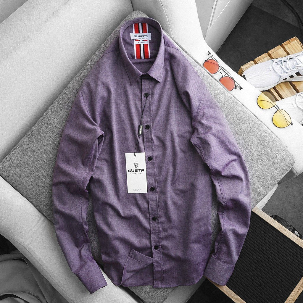 Áo Sơ Mi Nam Đẹp Trơn Tay Dài - Áo Sơ Mi Nam Hàn Quốc Kiểu Dáng Trẻ Trung - chất liệu cotton thoáng - SM06 - GUSTA | BigBuy360 - bigbuy360.vn