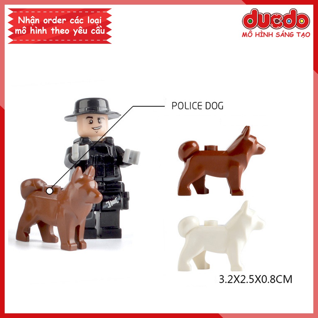 Minifigures chó nghiệp vụ cảnh sát SWAT - Đồ chơi Lắp ghép Xếp hình Mini Mô hình PET