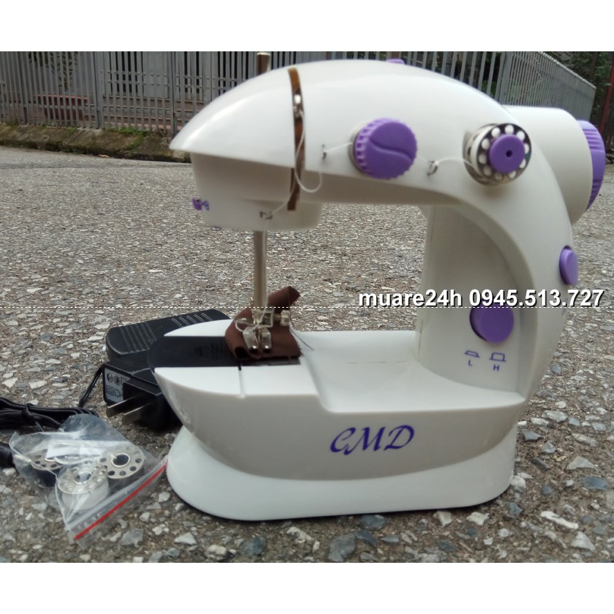 Máy may mini Sewing Machine SM-202A CMD (Trắng phối tím)