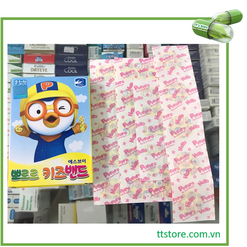 Băng cá nhân cho trẻ em Kids Band Hình Pororo (Hộp 20 miếng) [kid]