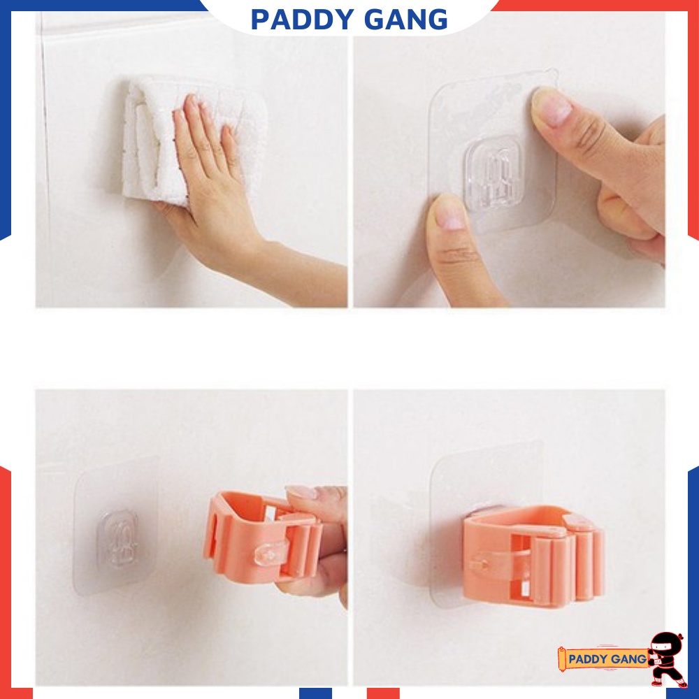 Móc Dán Tường Kẹp Giữ Cây Lau Nhà Tắm Bếp, Miếng Kẹp Chổi Chà Cọ Vệ Sinh Gắn Tường Miếng Dính Treo Chổi Chịu Lực