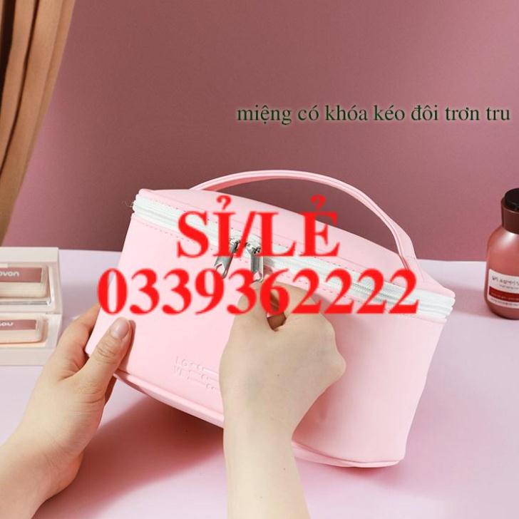 [ COCOLOVE ] Túi đựng mỹ phẩm đồ trang điểm hình hộp bằng da trơn (TD05)  HAIANHSHOP