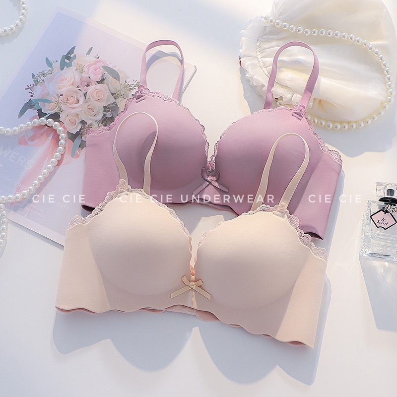 Áo lót su không gọng viền ren đệm vừa 2 cm nâng ngực tự nhiên 032