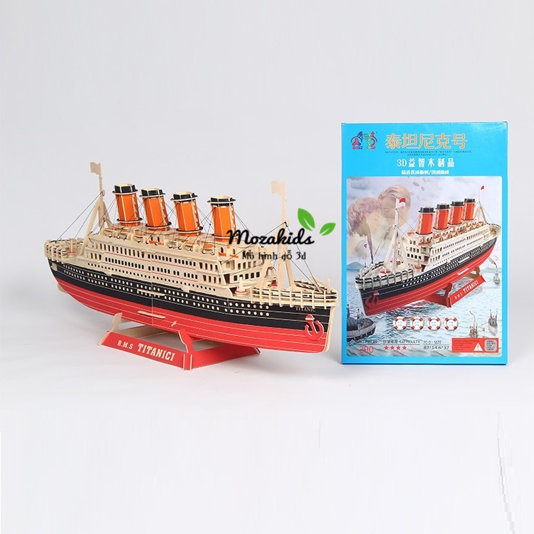 Đồ chơi lắp ráp gỗ 3D Mô hình tàu Titanic - Tặng kèm đèn LED USB trang trí