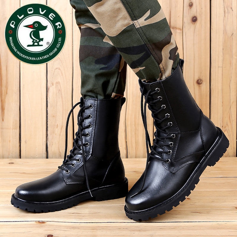 Giày nam PLOVER chim gõ kiến ​​ống dài Martin ủng cao cổ màu đen phong cách Anh da cộng lông cừu ủng dụng cụ giày thủy t