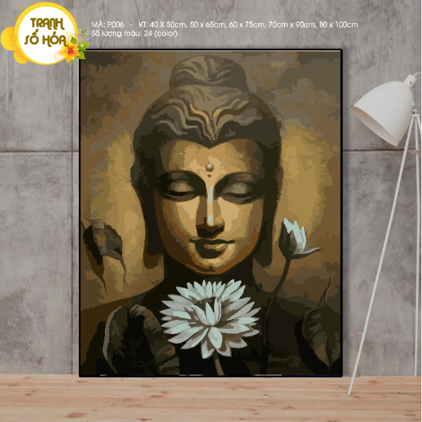 Tranh sơn dầu số hóa tự Phật tĩnh tâm nghệ thuật P006 - Tặng kèm cọ , màu , khung , Paint by numbers DIY - ToastedART