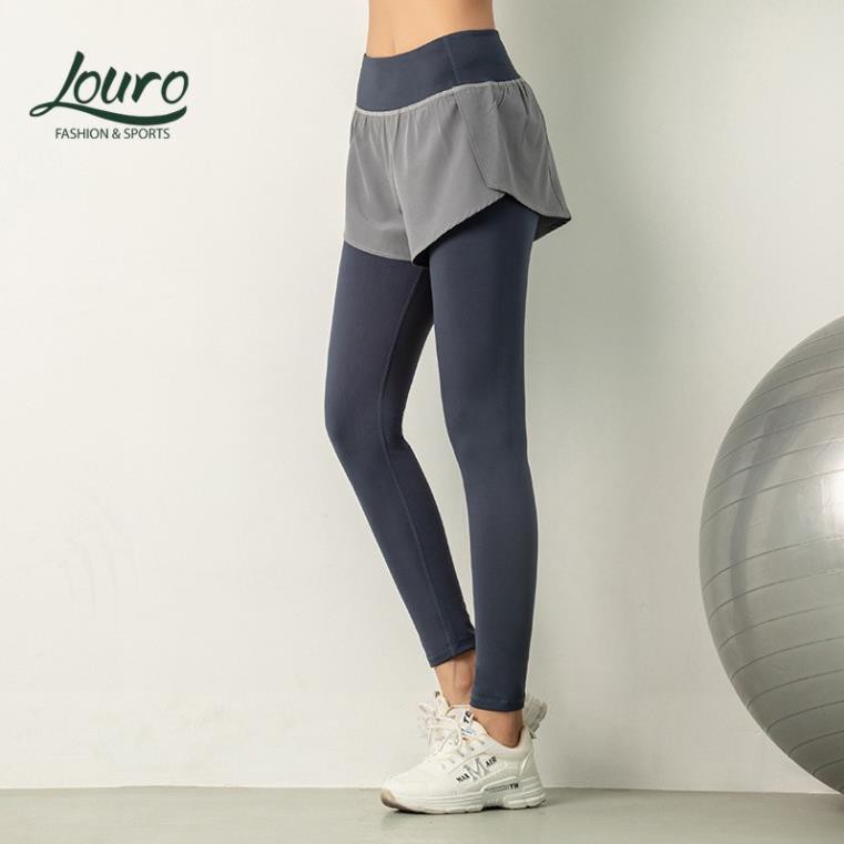 Đồ tập gym nữ Louro QL52, kiểu quần tập gym nữ có quần short liền, vải co giãn 4 chiều, thoáng mát 👆