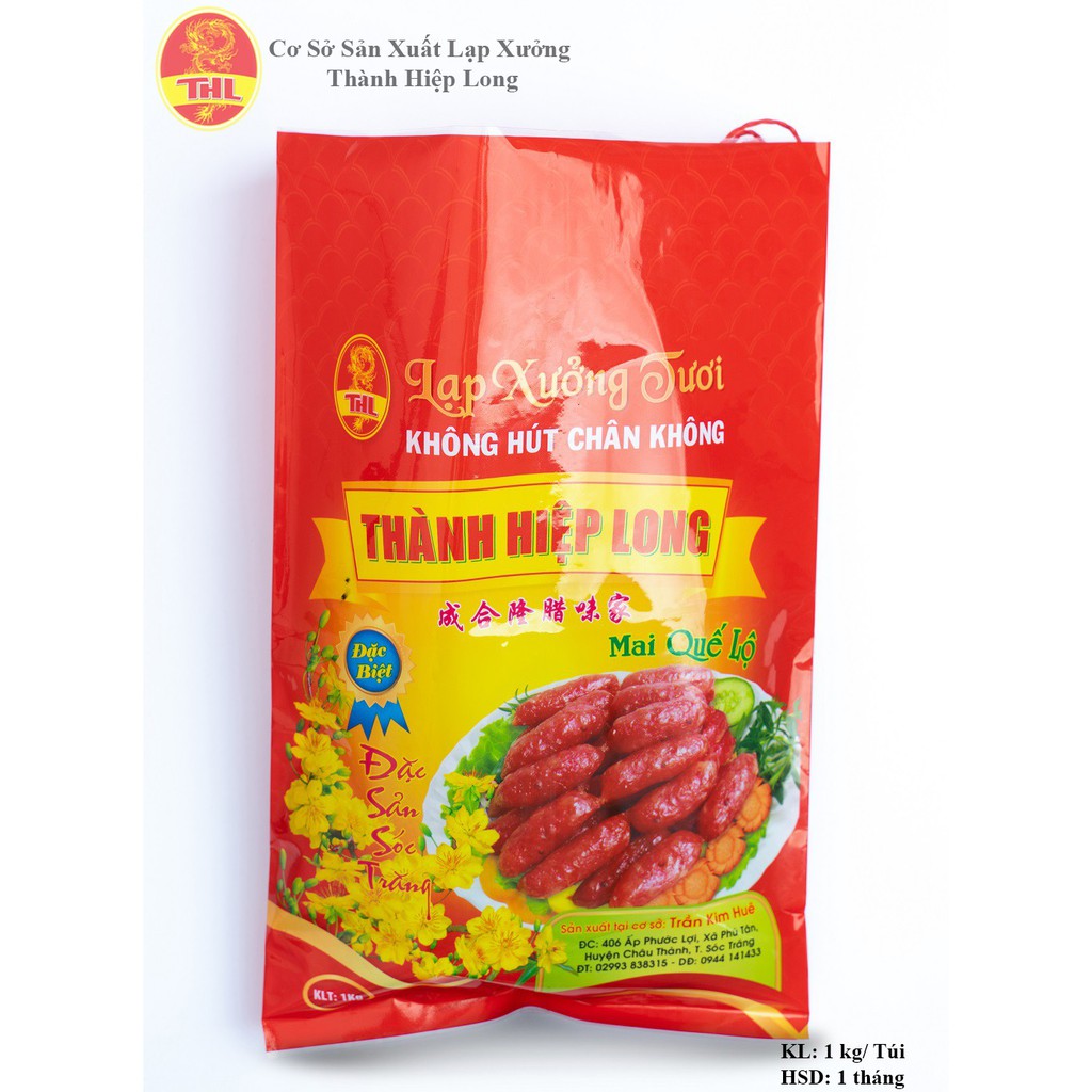 Lạp xưởng tươi Mai Quế Lộ Sóc Trăng - Thành Hiệp Long - không hút chân không bao bì 1kg