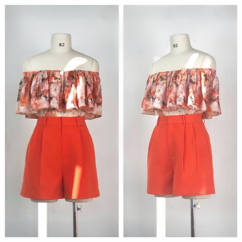 Quần short lưng cao ống rộng