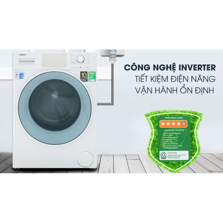 Máy giặt Aqua Inverter 8.5 kg AQD-D850E W (Miễn phí giao tại HCM-ngoài tỉnh liên hệ shop)