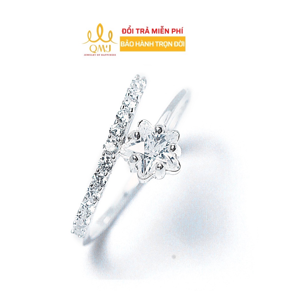 Nhẫn bạc QMJ Ngôi sao băng nạm đá tấm trẻ trung Q078