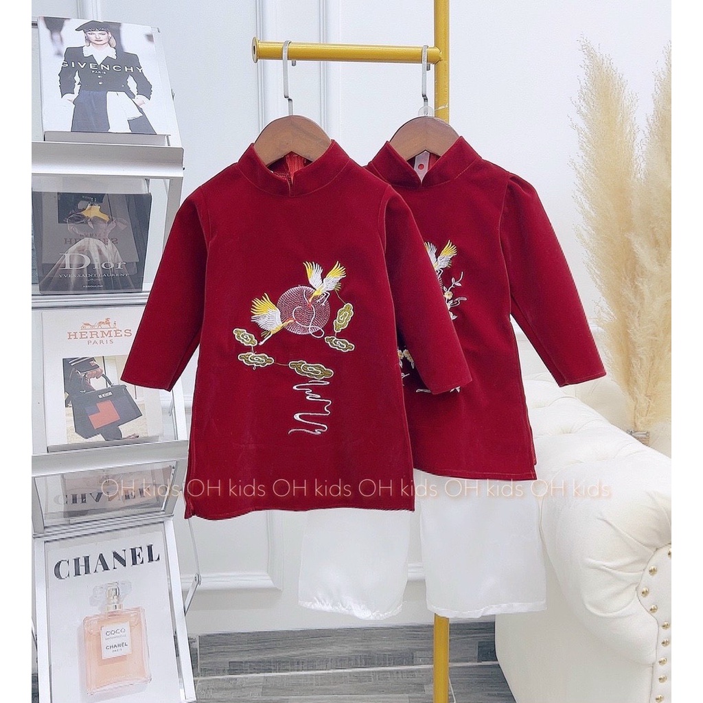 Cách tân nhung thêu Phượng Hoàng cho bé 8-22kg