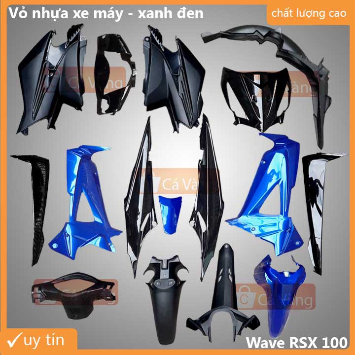 Vỏ nhựa xe máy, dàn áo xe máy RSX 100 - 2008, 2009 màu Xanh Đen