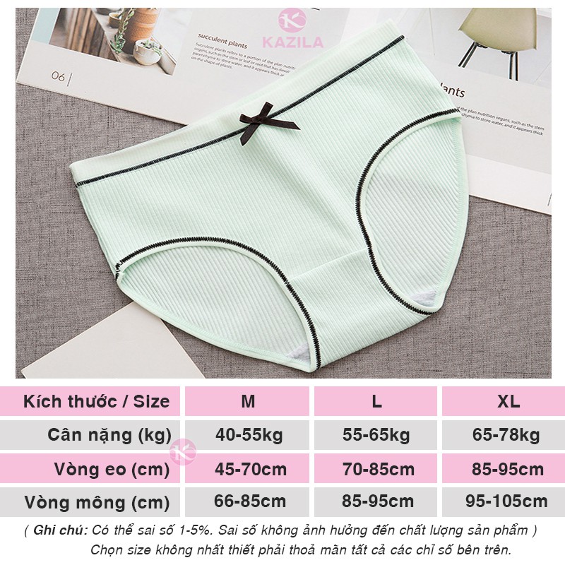 Quần lót nữ dễ thương gân tăm đính nơ, quần lót nữ cotton Kazila FH2 | BigBuy360 - bigbuy360.vn
