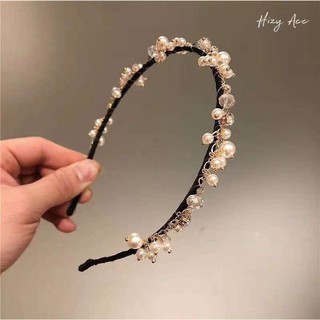 Siêu hot - Bờm tóc đính đá/ngọc lấp lánh- Blue&White