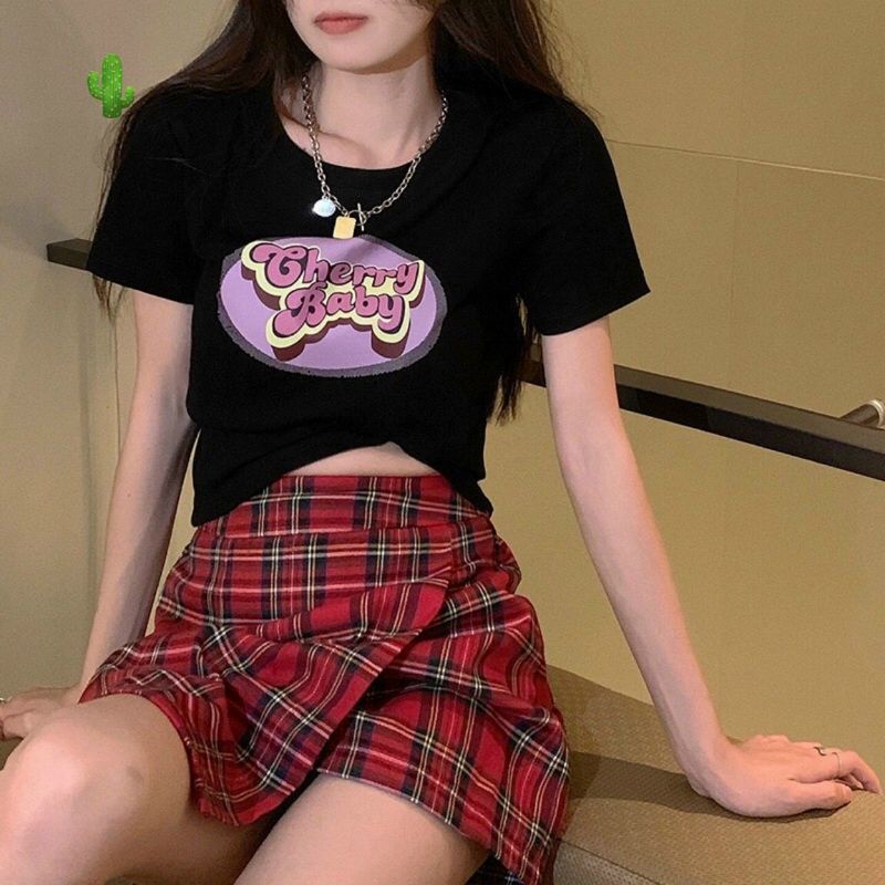 Áo thun in chữ cherry baby tinh tế và mới mẻ🌺