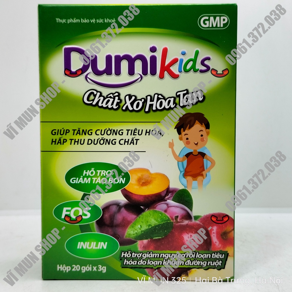 Dumikids Chất Xơ Hòa Tan hộp 20 gói - Giúp tăng cường tiêu hóa, hấp thu dưỡng chất
