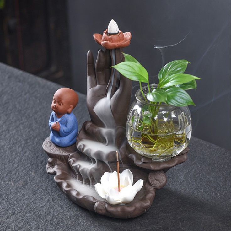 [MUA NHIỀU GIẢM GIÁ] Thác Trầm Hương Phật Thủ Chú Tiểu Xanh - Đèn LED - Ms08 | BigBuy360 - bigbuy360.vn