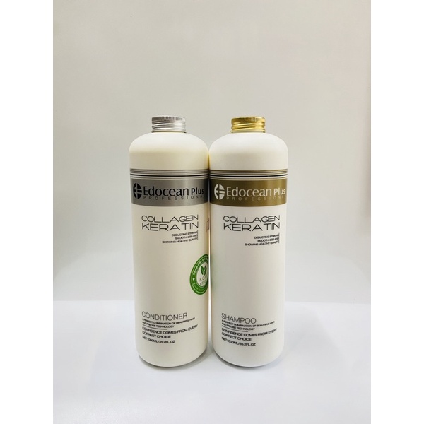 Dầu Gội Xả Edocean Plus Keratin Collagen Giúp Tóc Siêu Mượt Phục Hồi Chống Gãy Rụng 1000ml*2 - Được Salon tin dùng