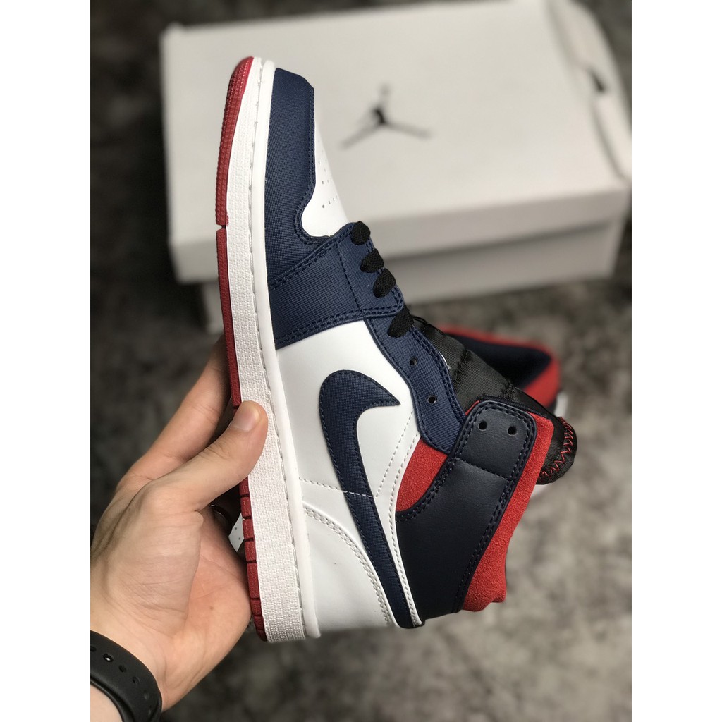 [KELLY SNEAKERS] GIÀY JORDAN 1 MID SE &quot;OLYMPIC&quot; XANH ĐỎ (ẢNH THẬT + HÀNG SẴN)