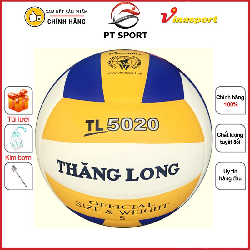 Bóng Chuyền da Thăng Long PVC5020 (tặng túi lưới đựng bóng và kim bơm tiêu chuẩn)