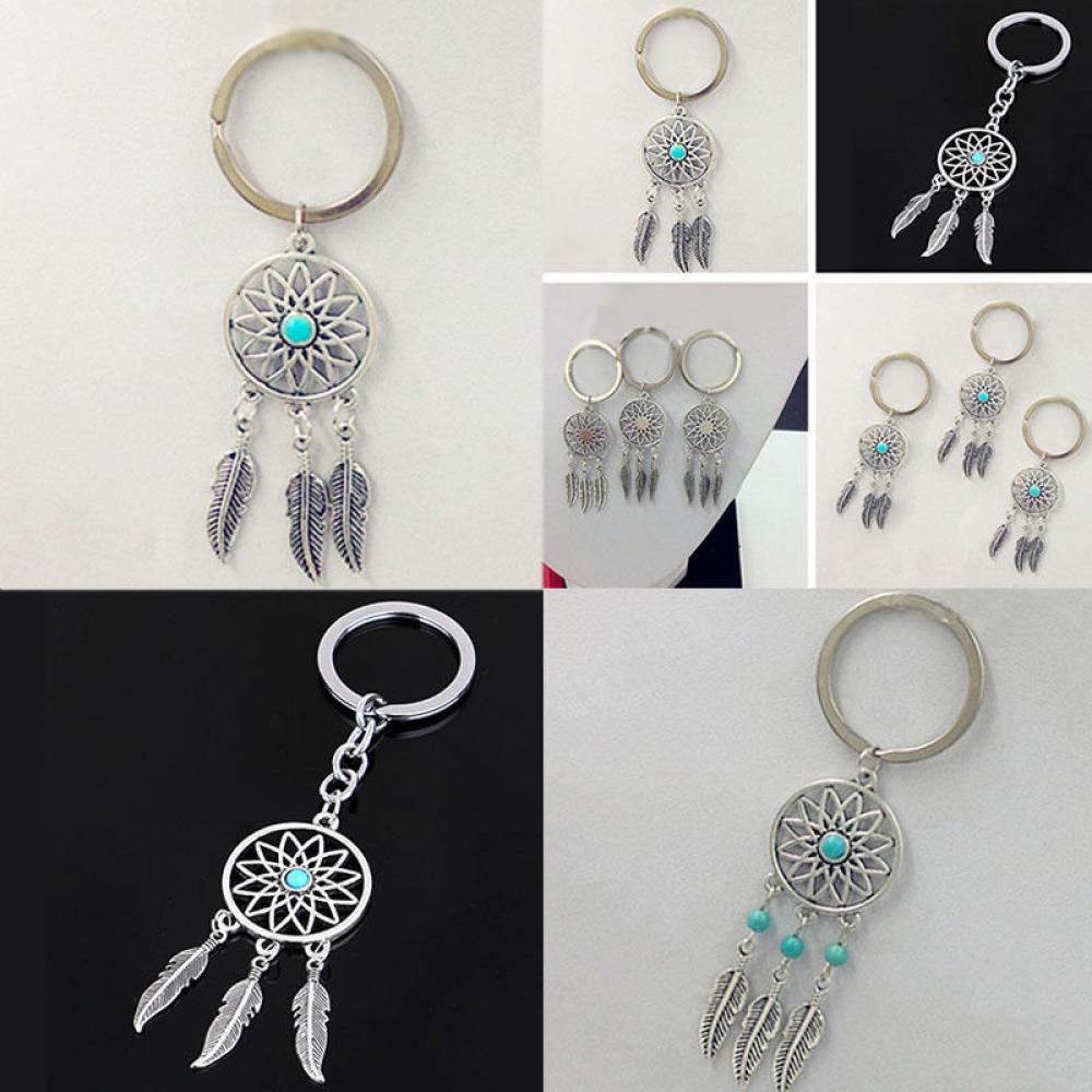 Móc khóa hình dreamcatcher phối lông vũ độc đáo sáng tạo