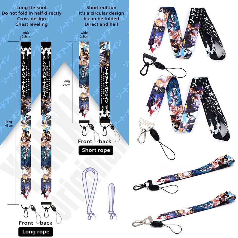 flowersqueen Sword Art Online Lanyard Anime Keychain ID Badge Holder Keychain