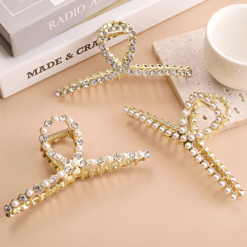 Kẹp Tóc Hình Cá Mập Đính Đá / Ngọc Trai Nhân Tạo Thời Trang Cho Nữ