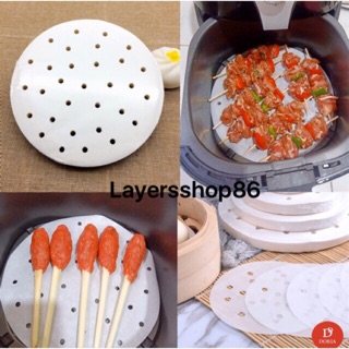 Giấy nến đục lỗ 200 tờ dùng cho nồi chiên không dầu 23cm hàng loại 1