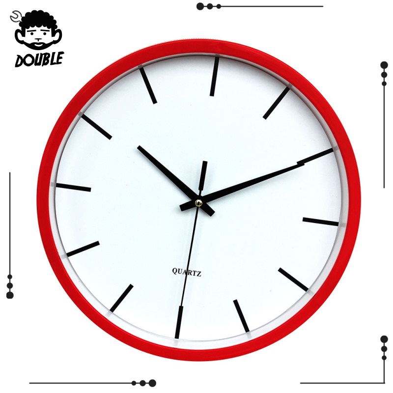 [DOUBLE]Modern Round Clock Wall Clock Time 12H Display Clock Quartz Clock Easy Read