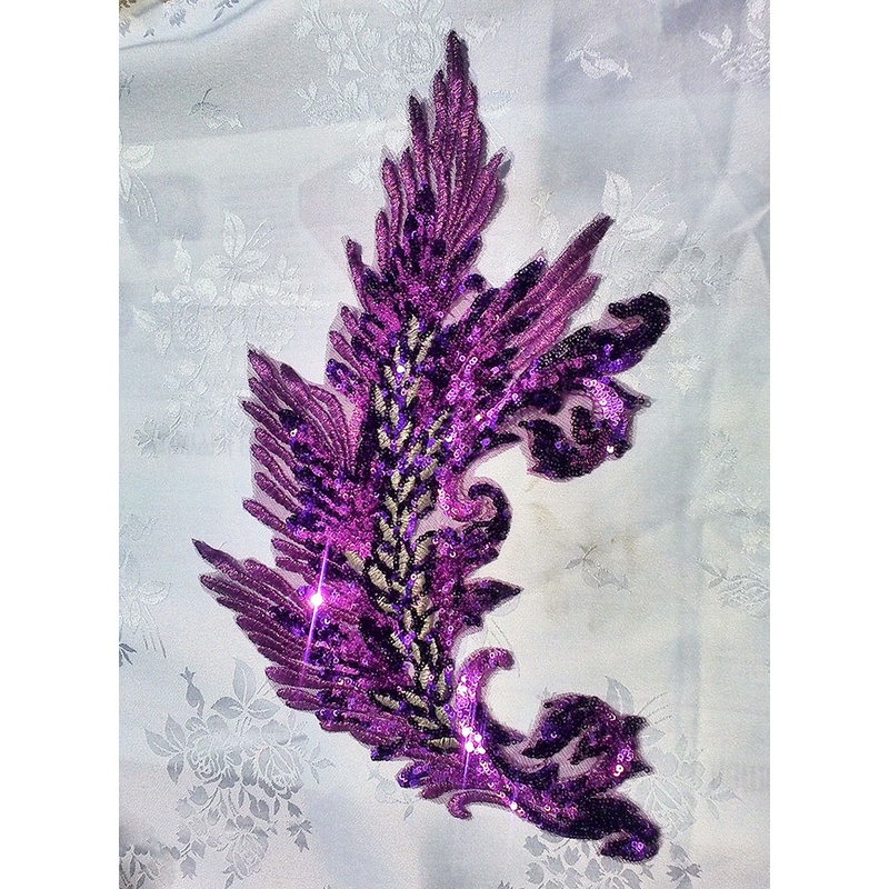 Miếng vá quần áo thiết kế chim công kim sa lấp lánh thời trang kích thước 43x27cm