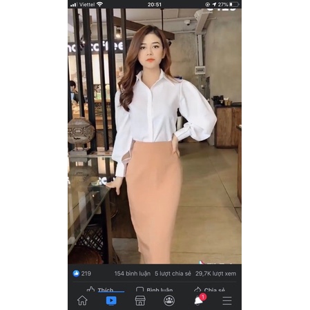 Set áo sơ mi đức và chân váy bút chì