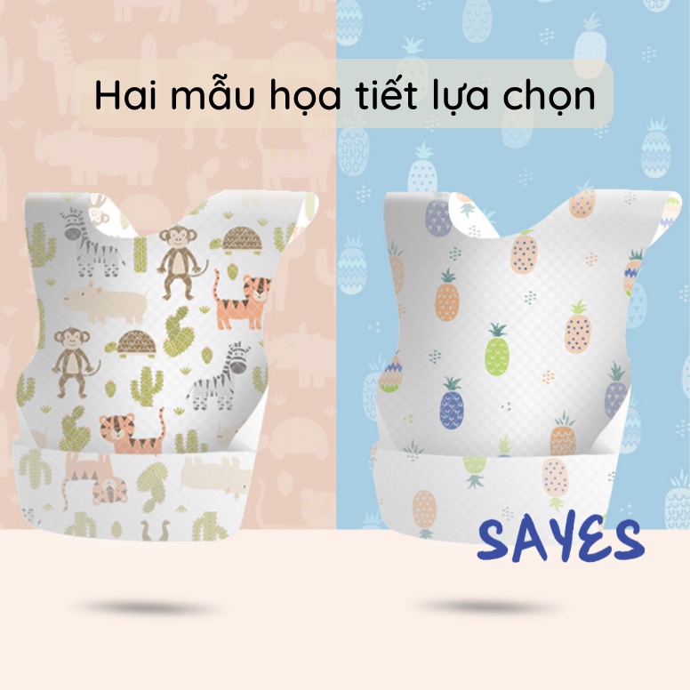 CÓ SẴN  Yếm ăn dặm giấy dùng một lần, chống thấm nước, tự phân hủy, thích hợp đi ăn ngoài, du lịch