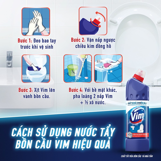 Nước Tẩy Bồn Cầu Vim Diệt Khuẩn (900ml) - Xanh Biển