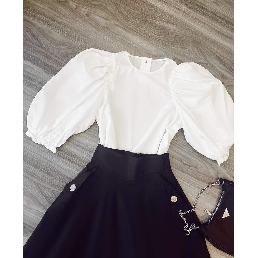 Áo sơ mi công sở ❣️FREESHIP❣️ Áo Cổ Tròn Tay Bo Hella